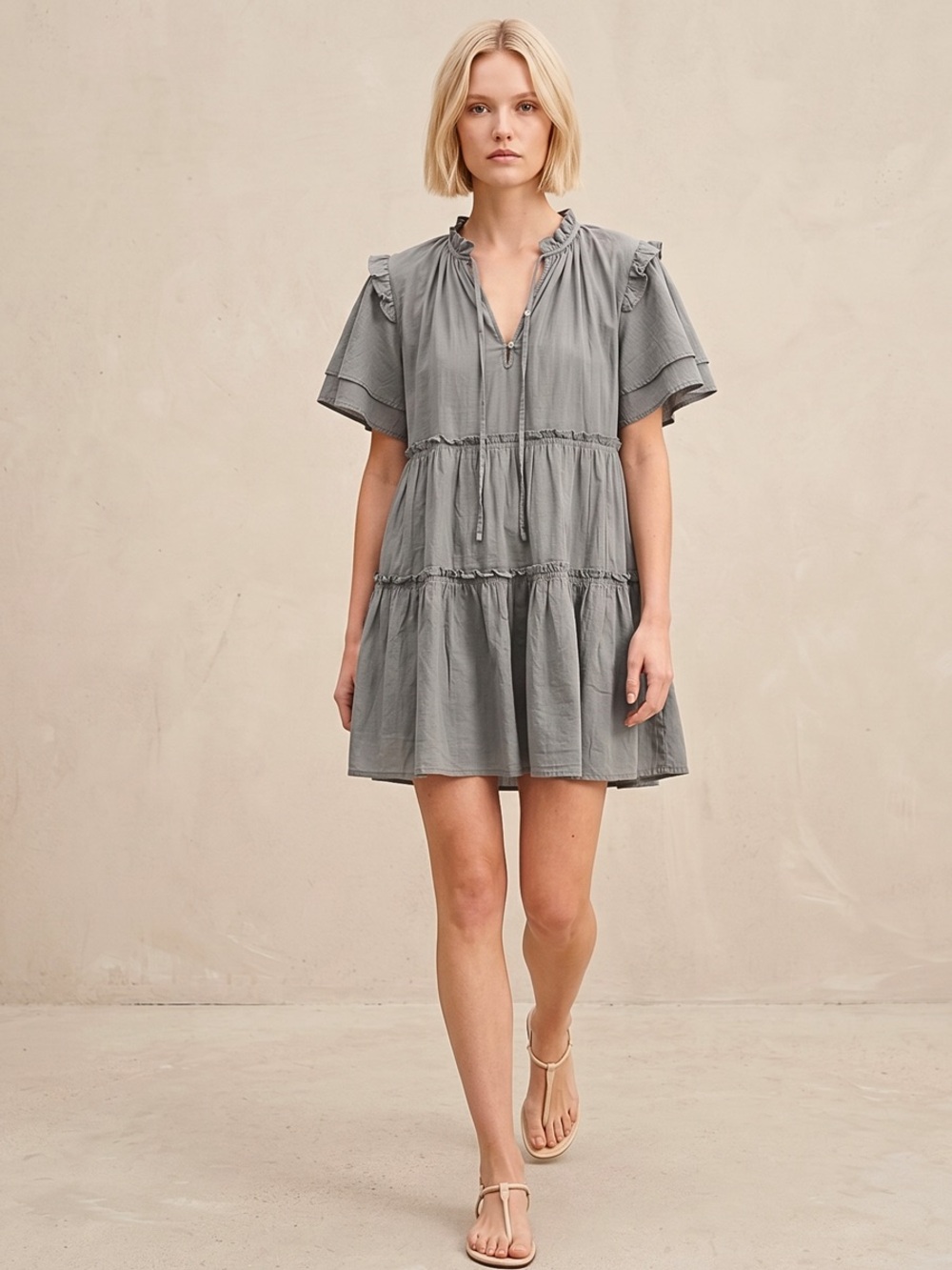 NEW Sofia Made In Italy Madrid Tiered Mini Dress One Size  OS NWT.  Sk10